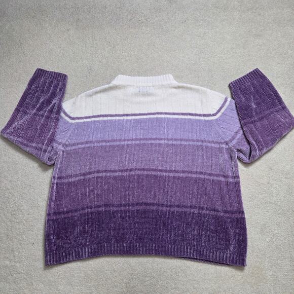 Alfred Dunner XL Mock Neck Purple Ombre Cable Knit Chenille Pullover Sweater - Picture 2 of 10